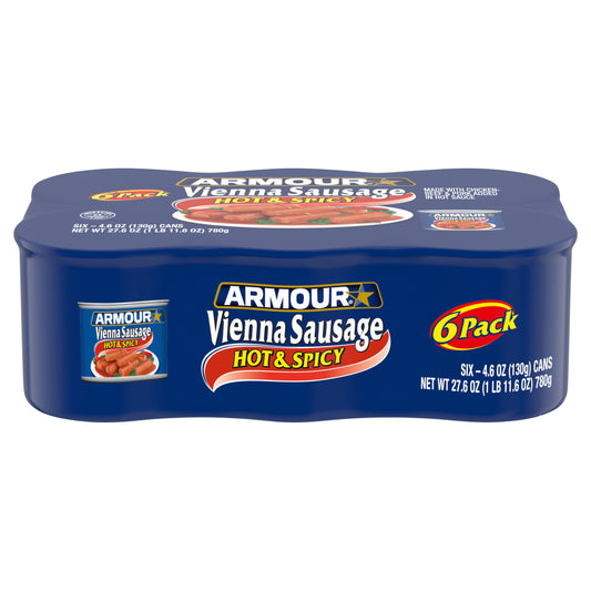 Armour Star Vienna Sausage, Hot & Spicy Flavored, Canned Sausage, 4.6 oz., 6 Count