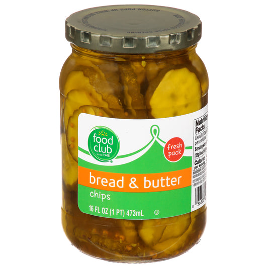 Food Club Fresh Pack Bread & Butter Chips Pickles 16 fl oz