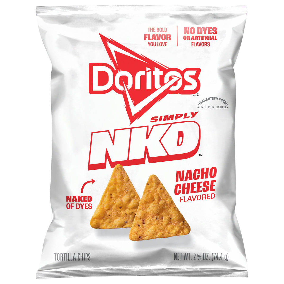 Doritos Simply NKD Tortilla Chips Nacho Cheese Flavored, 2 5/8 Oz