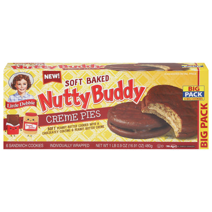 Little Debbie Nutty Buddy Soft Baked Creme Pies Big Pack 6 ea