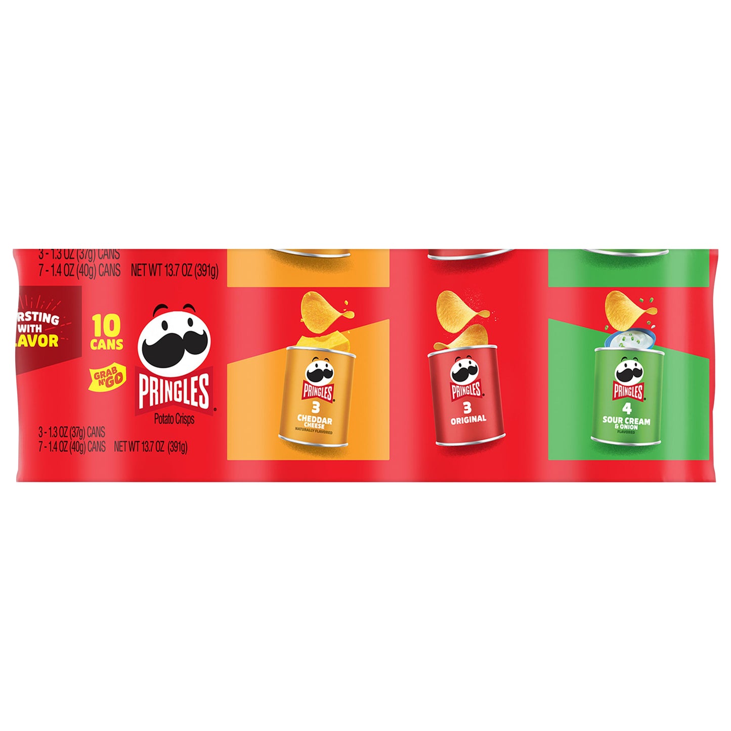 Pringles Cheddar Cheese Original Sour Cream & Onion Flavored Potato Crisps 10 ea