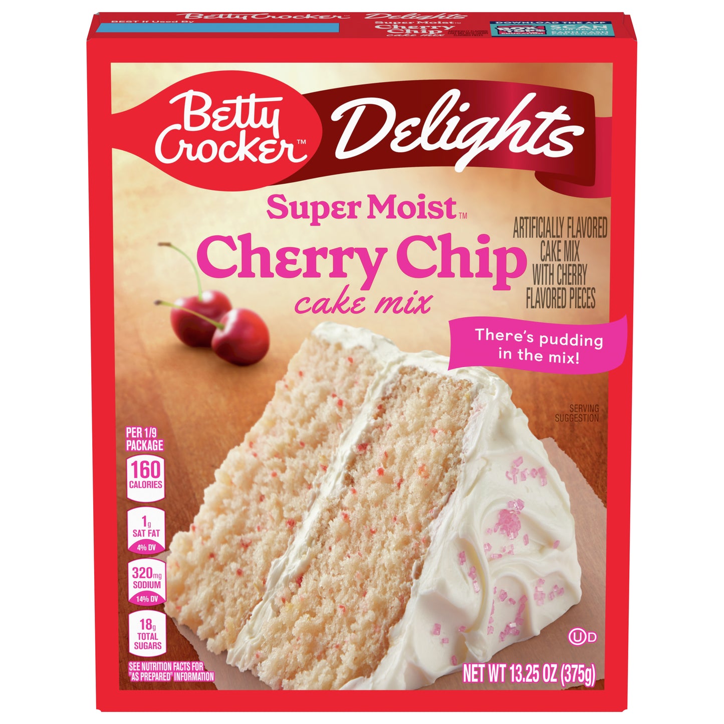 Betty Crocker Delights Super Moist Cherry Chip Cake Mix, 13.25 oz.