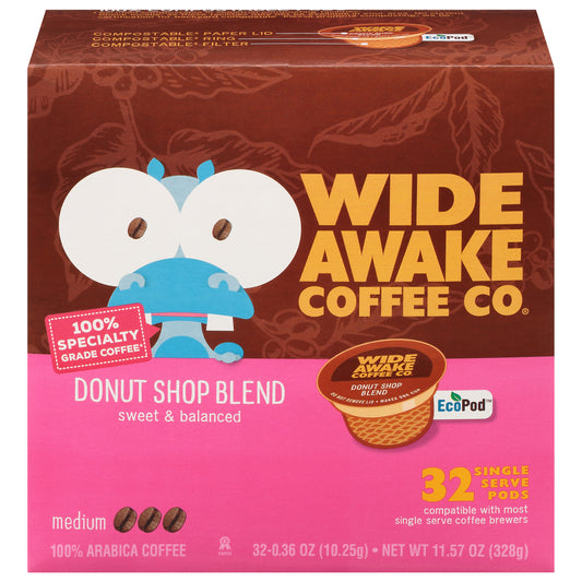 Wide Awake Coffee Co. Single Serve Pods Medium Donut Shop Blend Coffee 32 ea