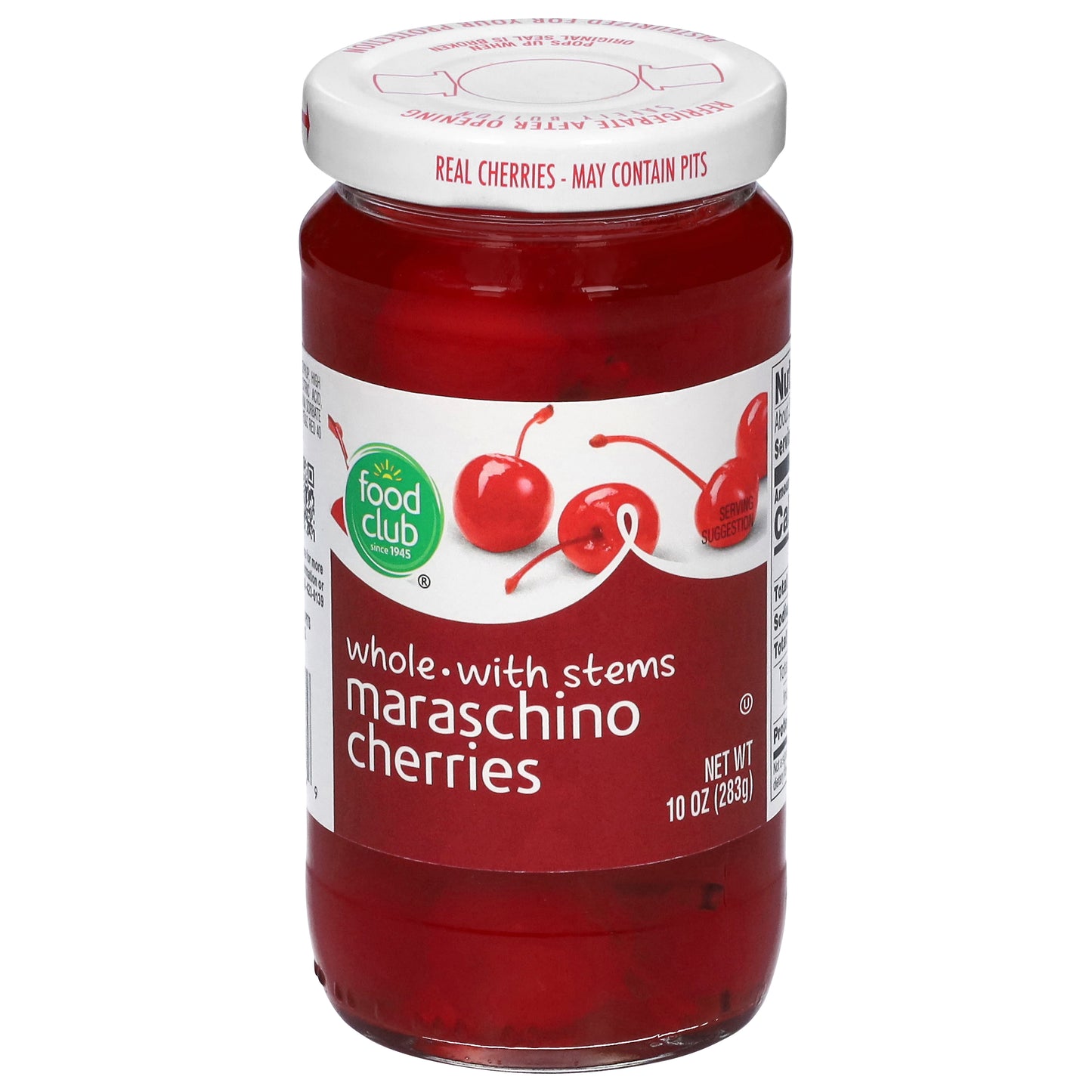 Food Club Whole Maraschino Cherries with Stems 10 oz