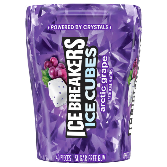 ICE BREAKERS Ice Cubes Arctic Grape Sugar Free Chewing Gum Bottle, 3.24 oz (40 Pieces)