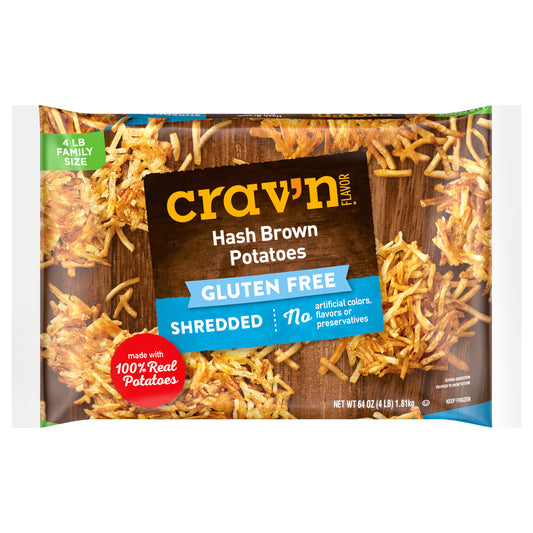Crav'n Flavor Gluten Free Shredded Hash Brown Potatoes Family Size 64 oz