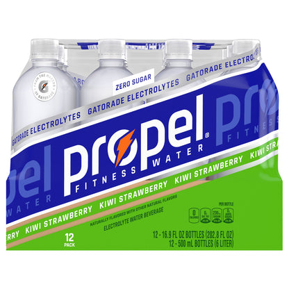 Propel Electrolyte Water Beverage Kiwi Strawberry 16.9 Fl Oz 12 Count Bottle