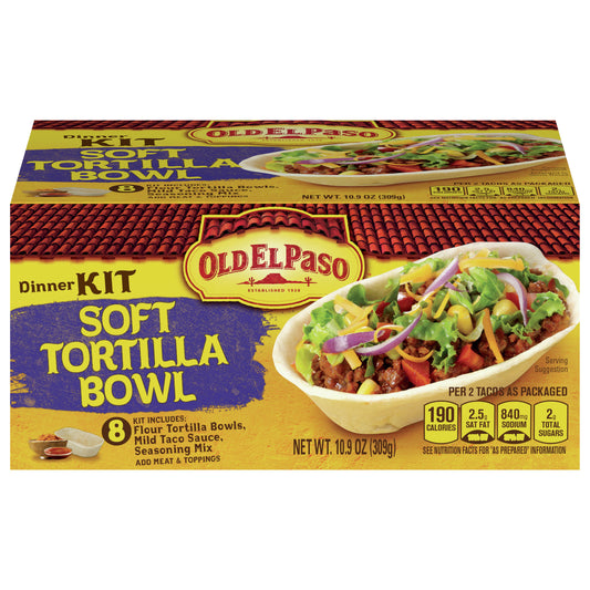 Old El Paso Soft Tortilla Bowl Taco Dinner Kit With Mild Taco Sauce & Seasoning Mix, 10.9 oz.