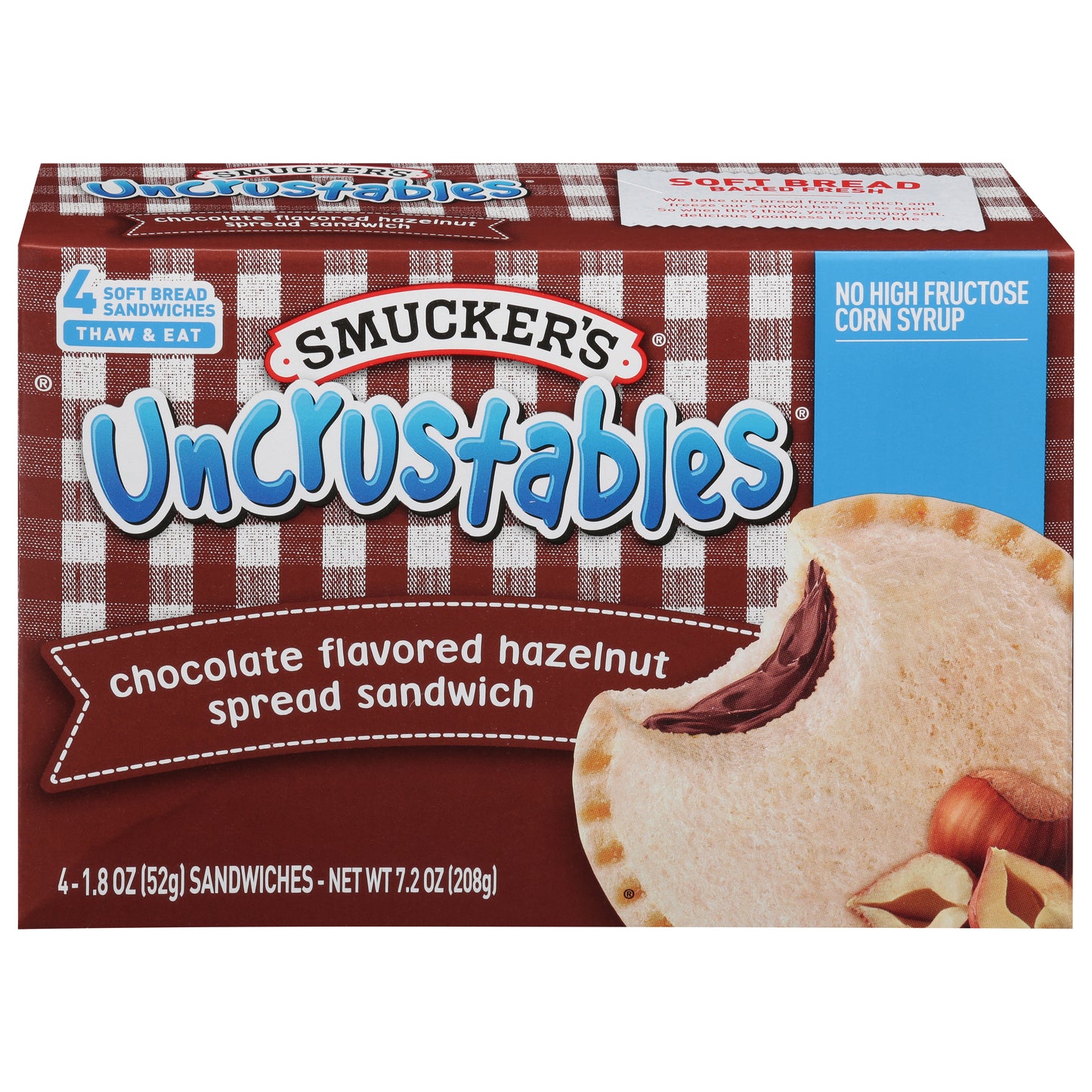 Smucker's Unscrustables Chocolate Flavored Hazelnut Spread Sandwich 4 - 1.8 oz Sandwiches