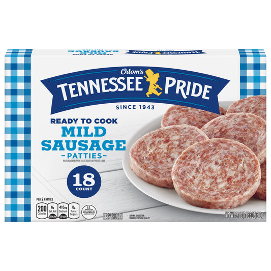Odom's Tennessee Pride Mild Breakfast Sausage Patties, 18 Count