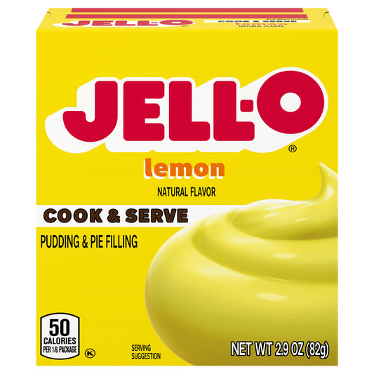Jell-O Cook & Serve Lemon Naturally Flavored Pudding & Pie Filling Mix, 2.9 oz Box
