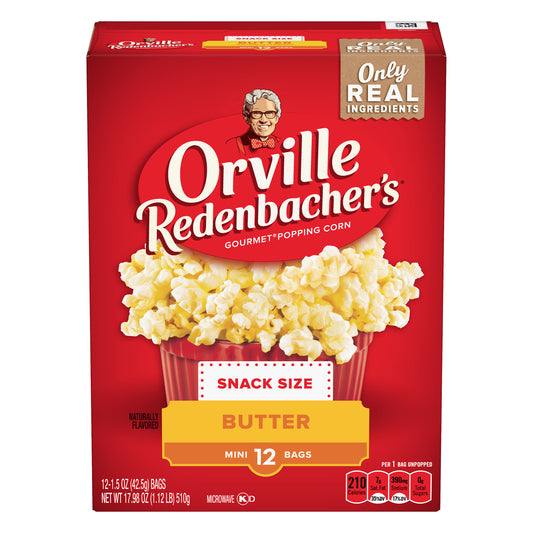 Orville Redenbacher's Butter Popcorn, 1.5 Ounce Single Serve Bag, 12-Count
