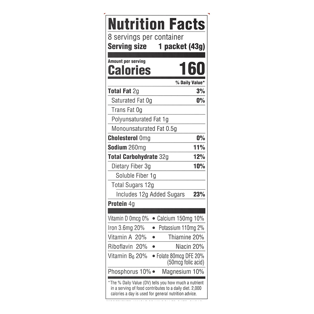 Food Club Maple & Brown Sugar Instant Oatmeal 8 ea