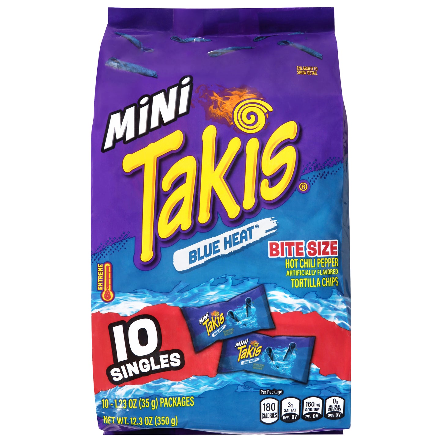 Takis Extreme Blue Heat Mini Tortilla Chips 10 - 1.23 oz Packages