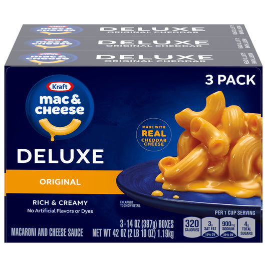 Kraft Deluxe Original Macaroni and Cheese Sauce 3 - 14 oz Box