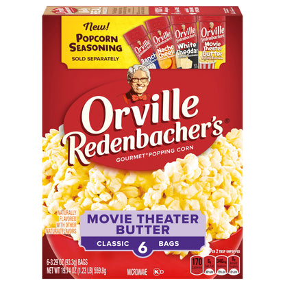 Orville Redenbacher’s Movie Theater Butter Flavored Microwave Popcorn, 3.29 oz. Classic Bags, 6 ct.