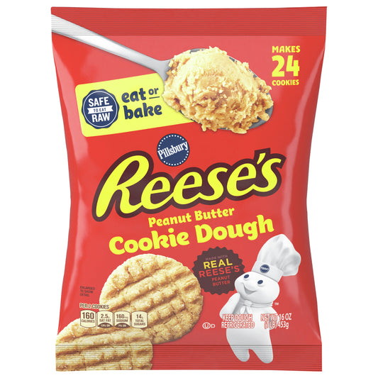 Pillsbury Ready To Bake Refrigerated Cookie Dough, Reese's Peanut Butter, 24 Cookies, 16 oz
