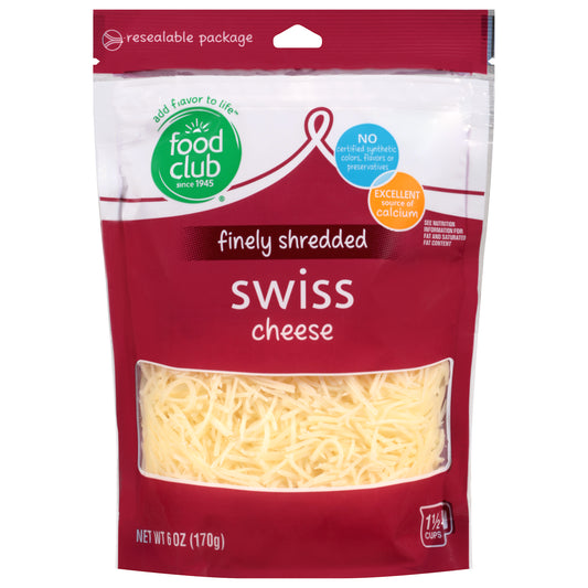Food Club Swiss Finely Shredded Cheese 6 oz