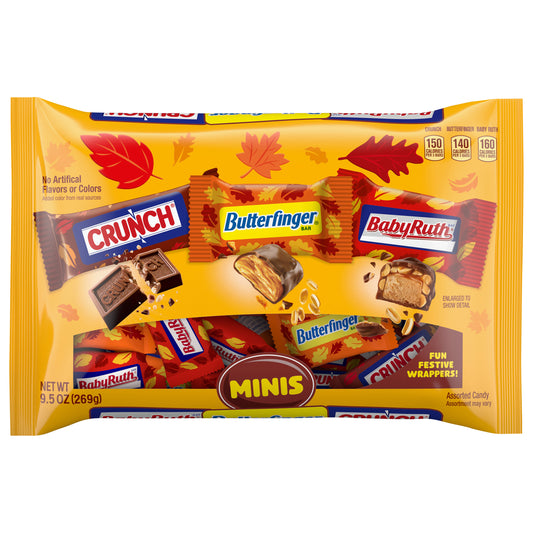 Butterfinger, Crunch, Baby Ruth, Halloween Mini's Assorted Candy Bar, 9.5oz