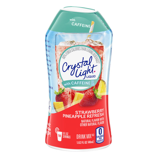 Crystal Light Liquid Strawberry Pineapple Refresh Naturally Flavored Drink Mix with Caffeine, 1.62 fl oz Bottle