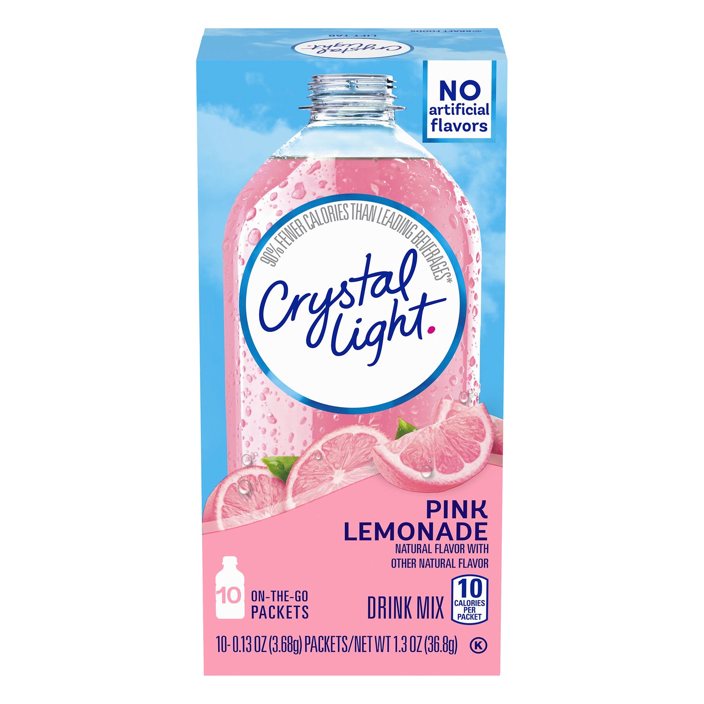Crystal Light Pink Lemonade Naturally Flavored Powdered Drink Mix, 10 ct On-the-Go-Packets