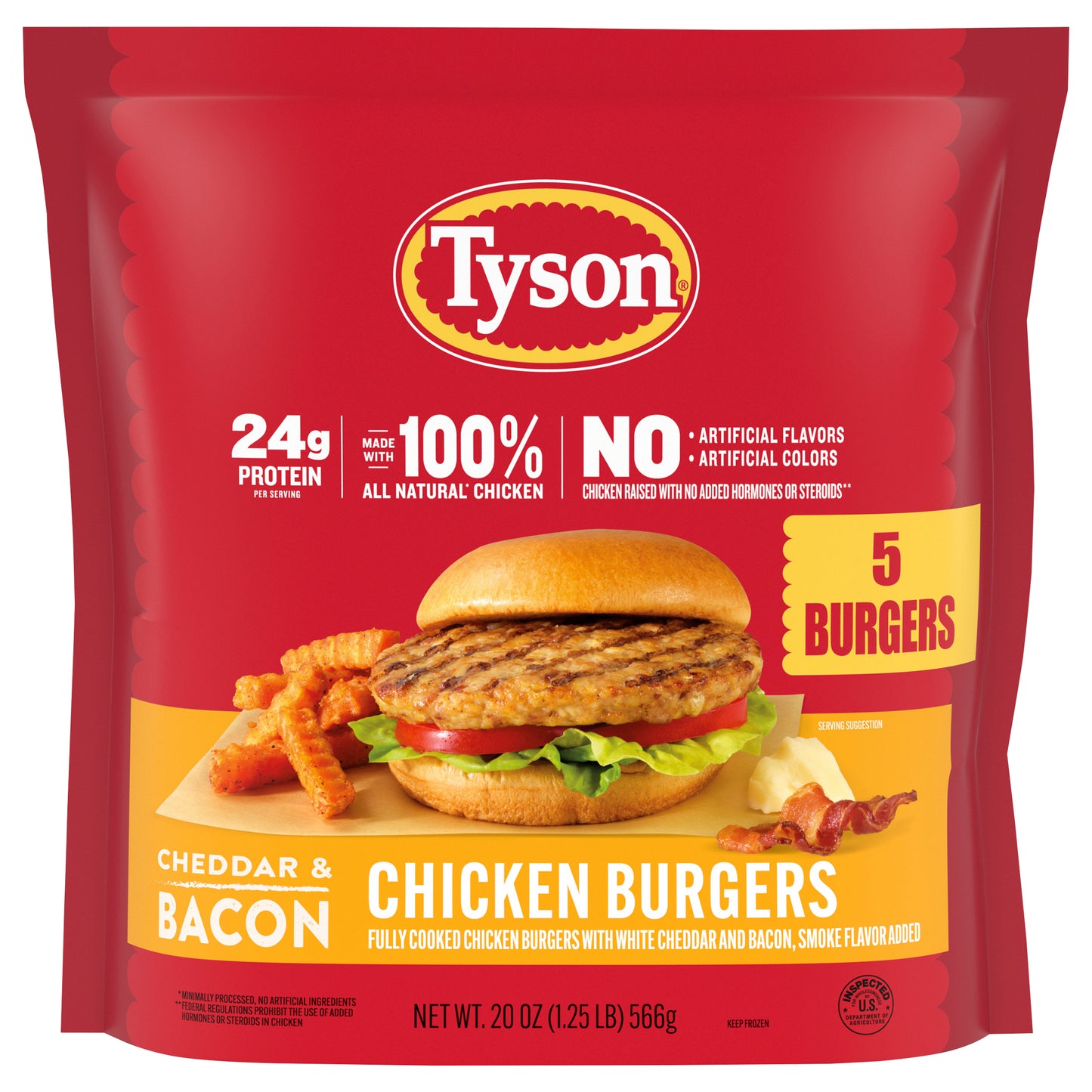 Cheddar & Bacon Chicken Burgers, Fully Cooked