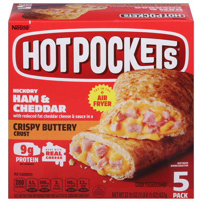 Hot Pockets Crispy Buttery Crust Hickory Ham & Cheddar Sandwich 5 ea