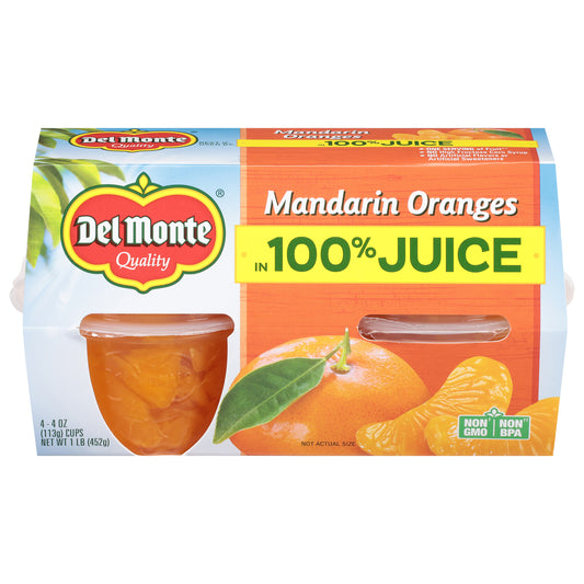 Del Monte Mandarin Oranges in 100% Juice 4 - 4 oz Cups