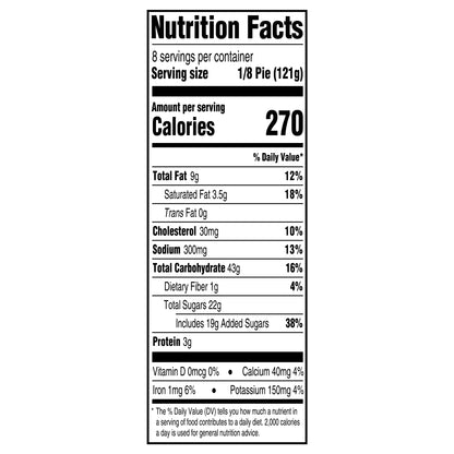 Sara Lee® Open Face Pie 9" Unbaked Sweet Potato 34oz