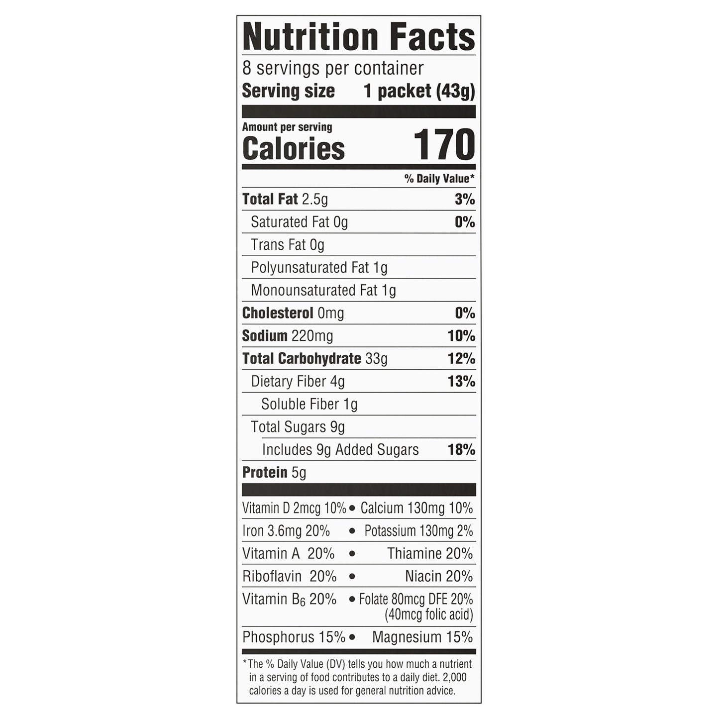 Food Club Cinnamon Roll Instant Oatmeal 8 ea