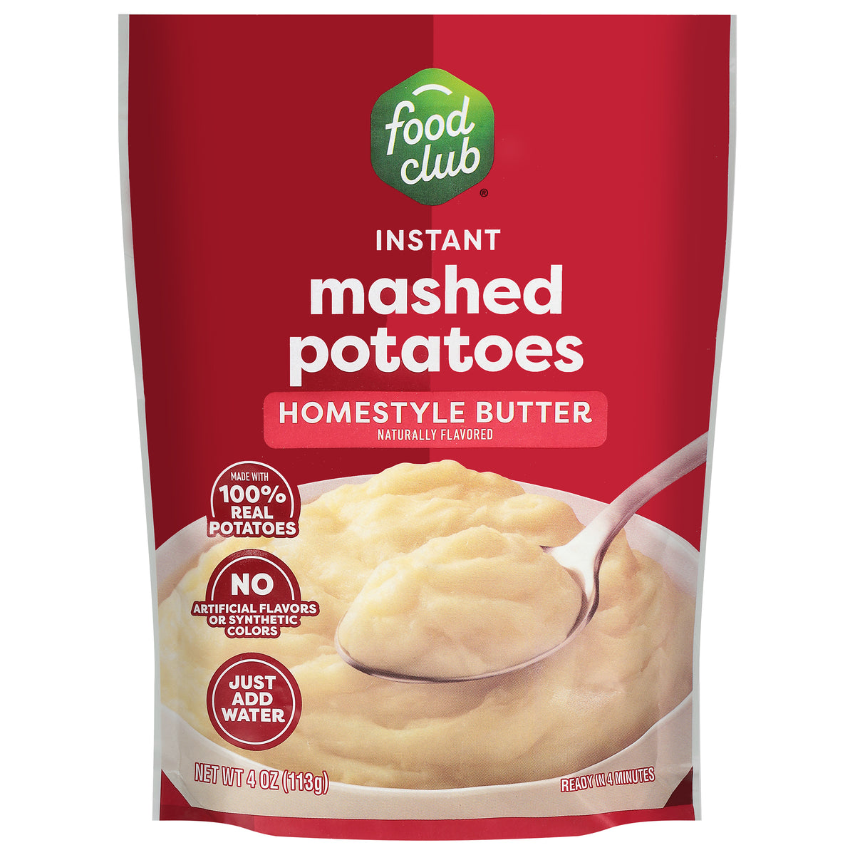 Food Club Instant Homestyle Butter Mashed Potatoes 4 oz