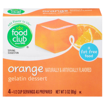 Food Club Orange Gelatin Dessert 3 oz