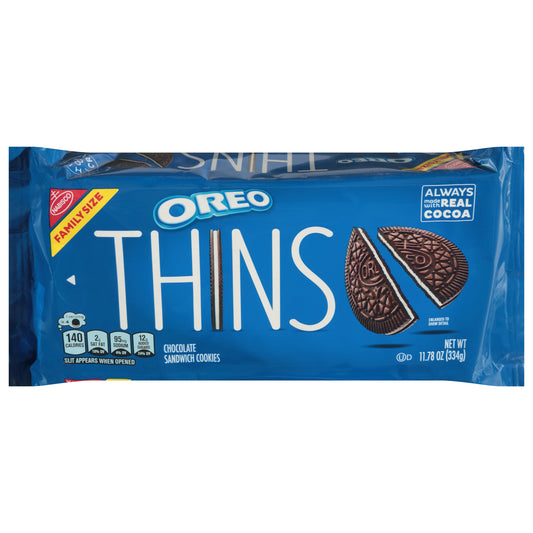 OREO Thins Chocolate Sandwich Cookies, Family Size, 11.78 oz