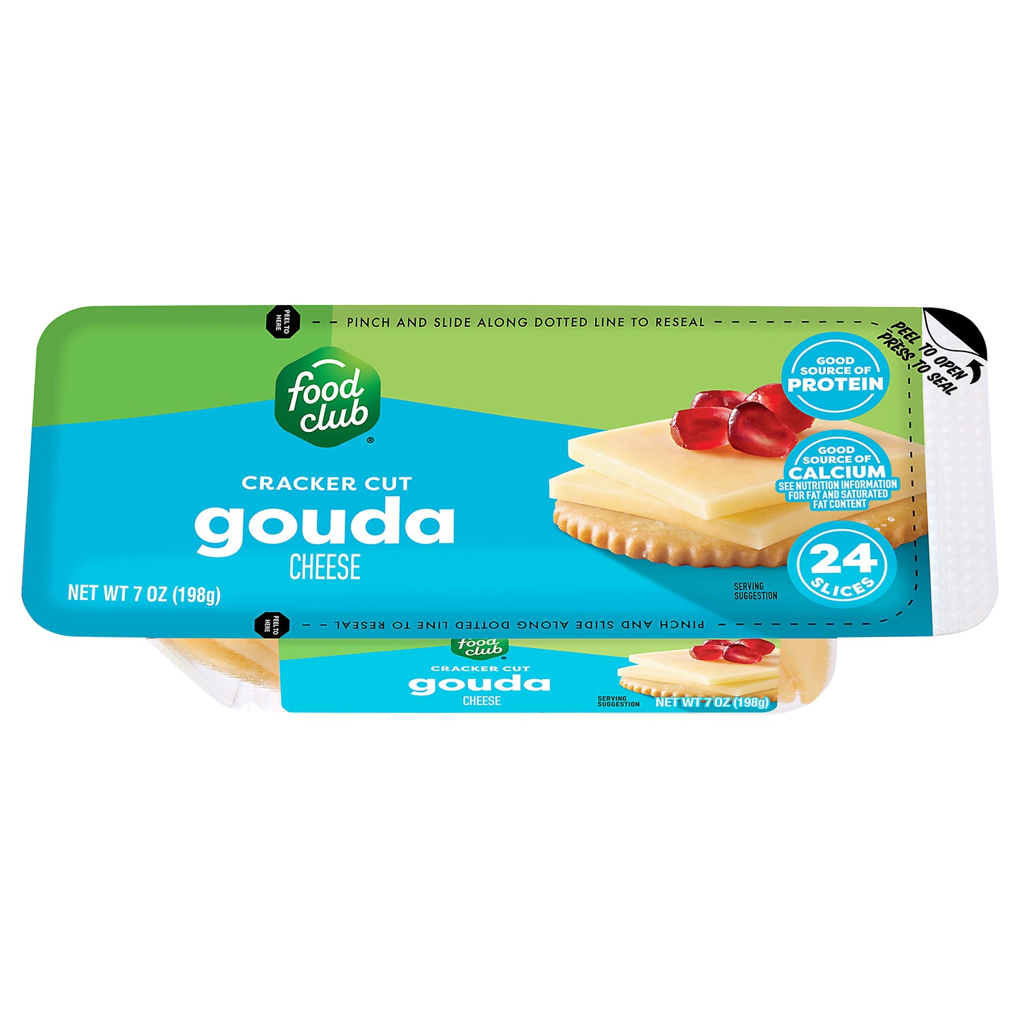 Food Club Cracker Cut Gouda Cheese Slices 24 Each