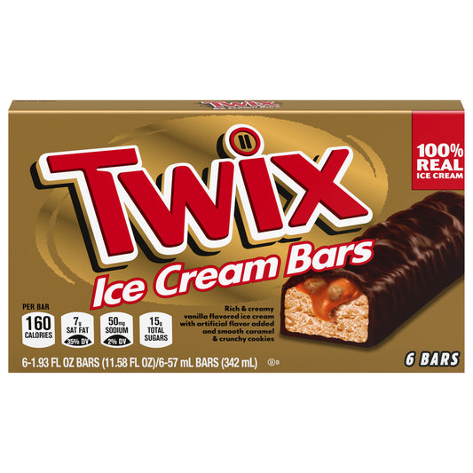 TWIX Vanilla Ice Cream Bars, 6-Count Box