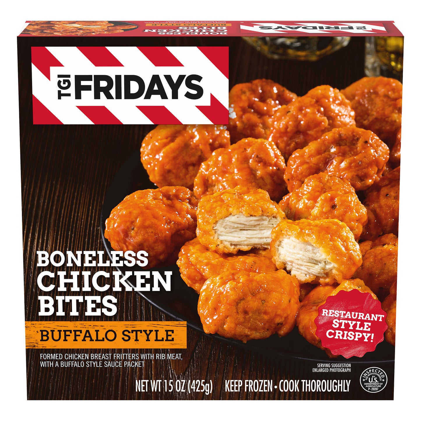 TGI Fridays Buffalo Style Boneless Chicken Bites, Frozen Appetizer, 15 oz Box