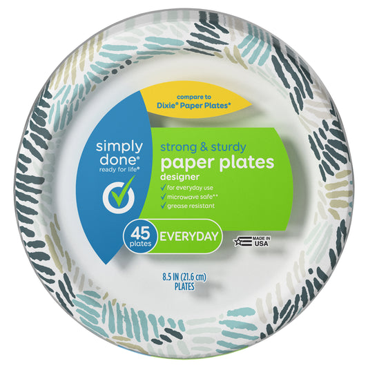 Simply Done Everyday Designer Paper Plates 45 ea