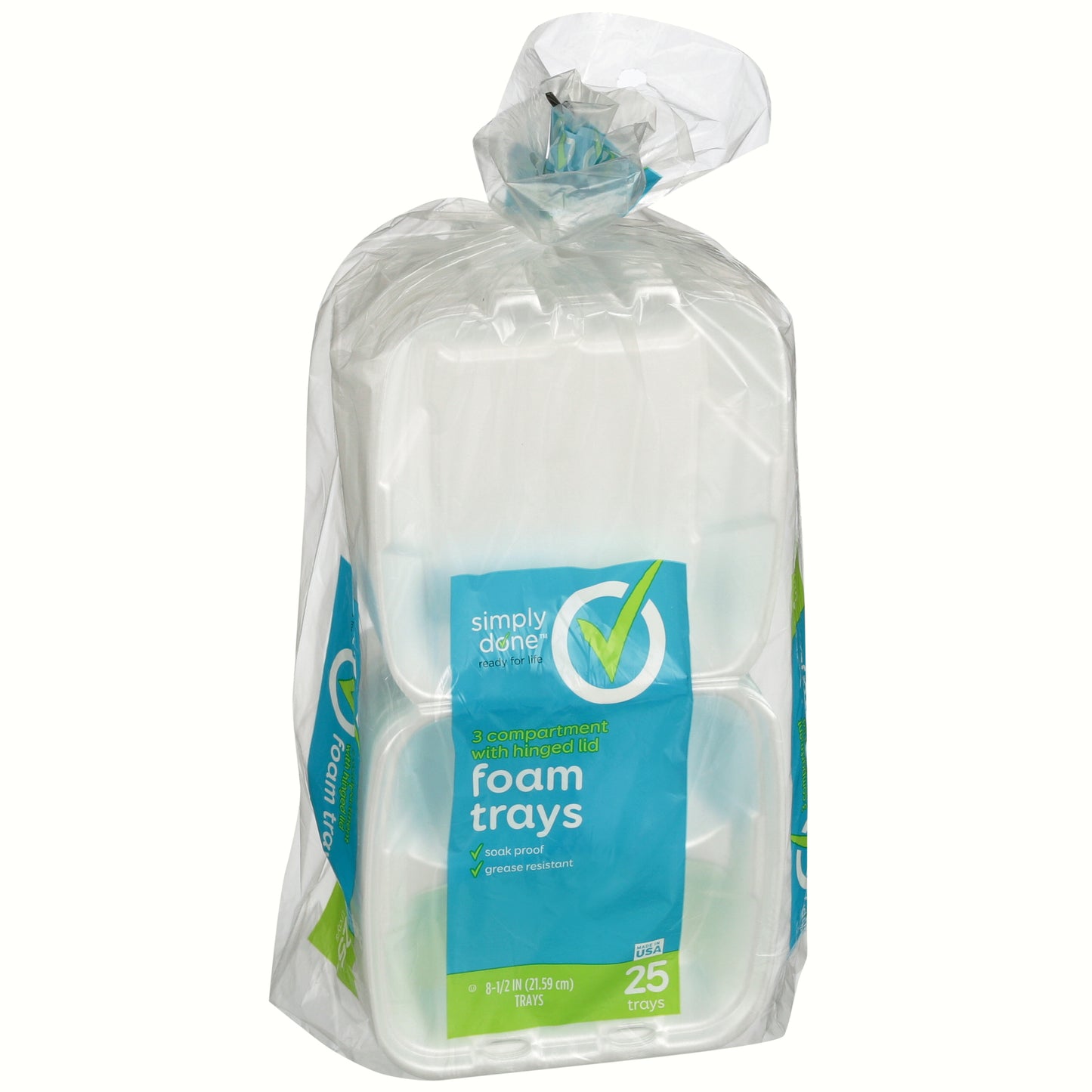 3 Compartment With Hinged Lid Foam Trays