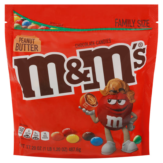 M&M's Peanut Butter Chocolate Candies Family Size 17.20 oz