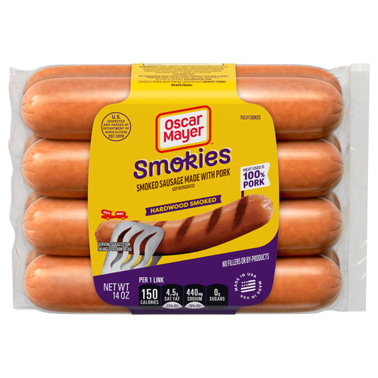 Oscar Mayer Hardwood Smoked Smokies Uncured Smoked Sausage Hot Dogs, 8 ct. Pack