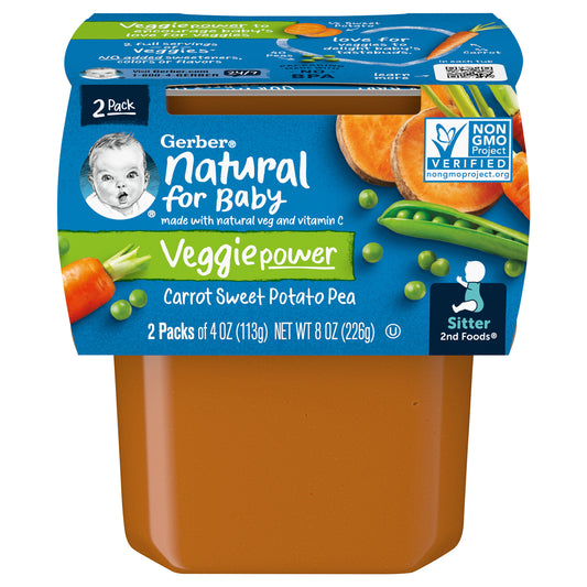 Gerber Natural for Baby Veggie PowerCarrot Sweet Potato Pea 8 oz(226g) Tub