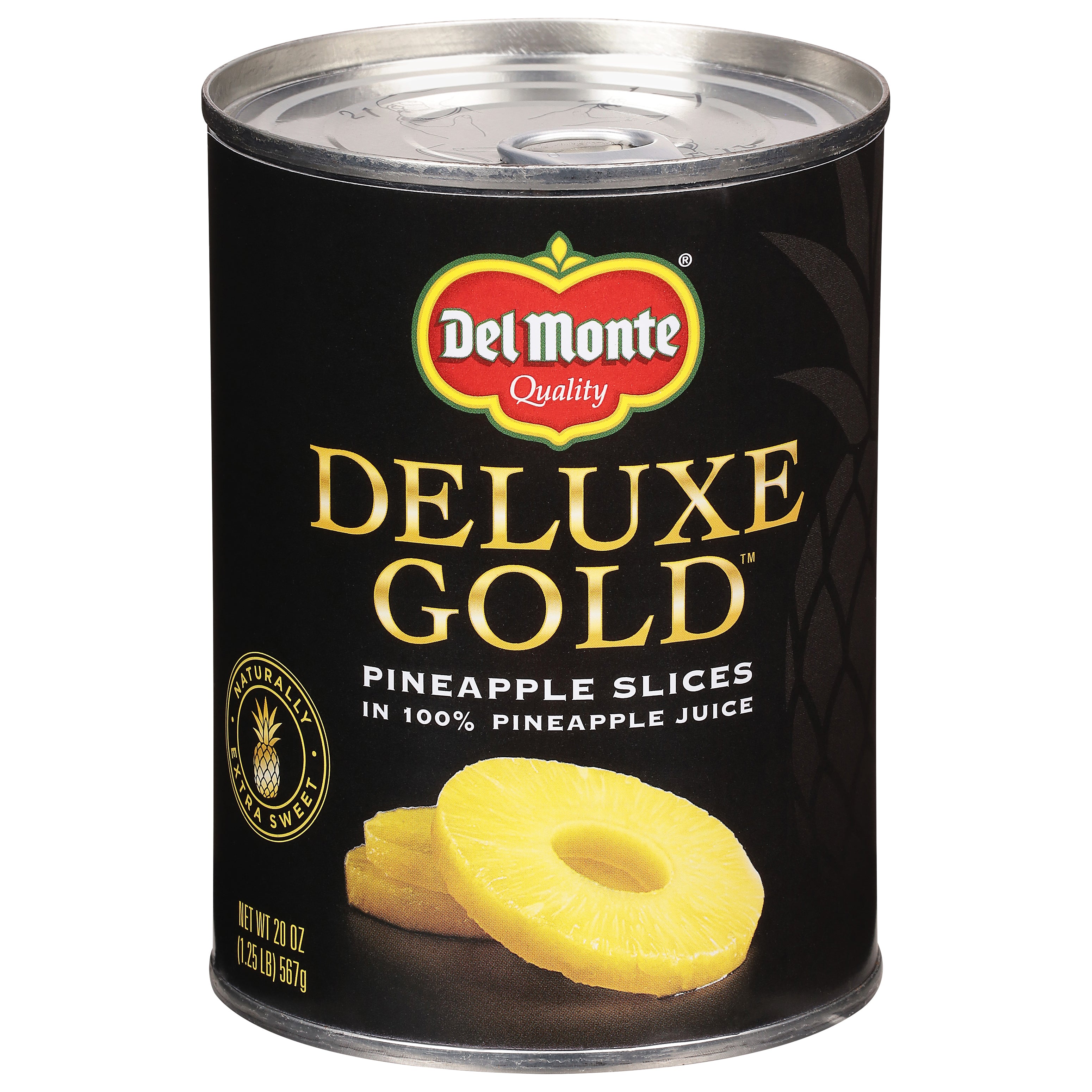 Del Monte Deluxe Gold Slices Pineapple Slices in 100% Pineapple Juice ...