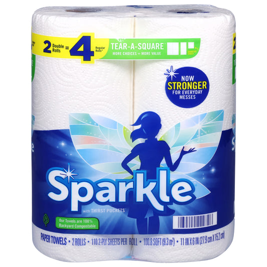 Sparkle 2-Ply Tear-A-Square Double Rolls Paper Towels 2 ea