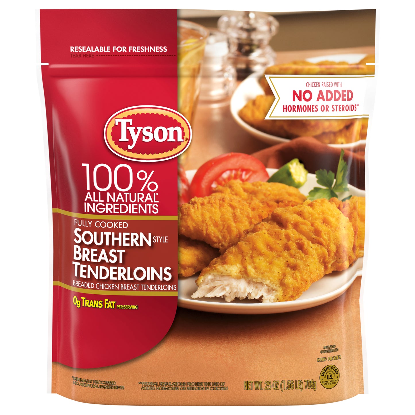 Tyson Fully Cooked Southern Style Chicken Breast Tenderloins, 25 oz (Frozen)