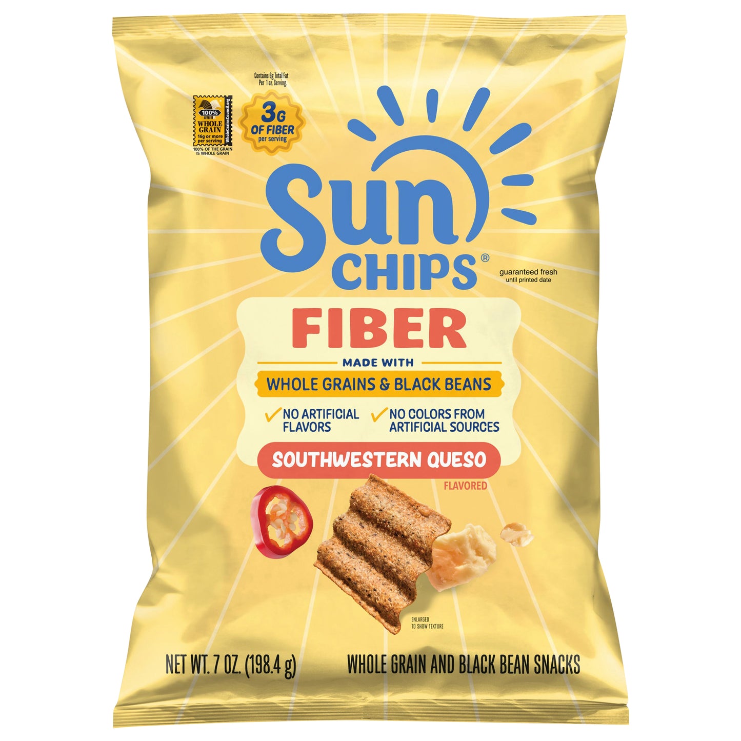 Sunchips Whole Grain And Black Bean Snacks Southwestern Queso Flavored 7 Oz