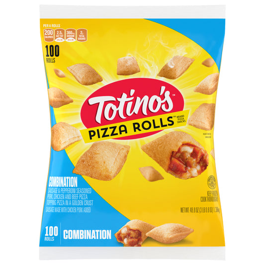 Totino's Pizza Rolls, Combination Flavored, Frozen Snacks, 100 Rolls, 48.8 oz