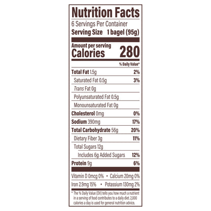 Thomas' Cinnamon Raisin Bagels, 6 count, 20 oz