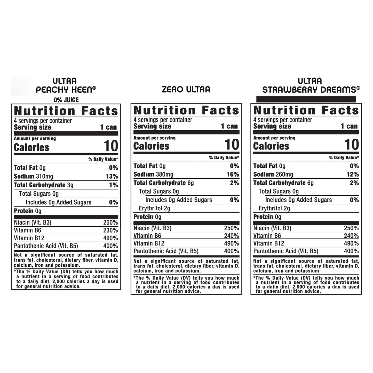 Monster Zero Sugar Ultra Peachy Keen/Zero Ultra/Ultra Strawberry Dreams Energy Drink 12 - 16 fl oz Cans