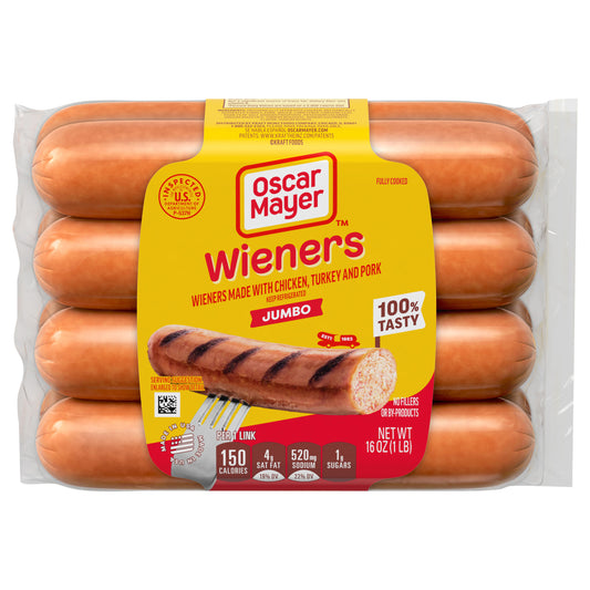 Oscar Mayer Uncured Jumbo Wieners Hot Dogs, 8 ct. Pack