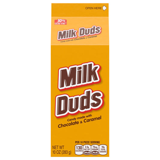 MILK DUDS Chocolate and Caramel Candy, Halloween, 10 oz, Carton